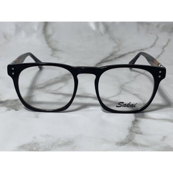 SAKAI A1714 C194 50-20-148 Black/Red/Brown/White Plastic Unisex Glasses Frames - Picture 7 of 8